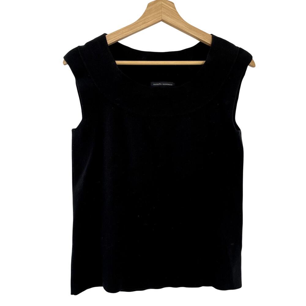Banana Republic knit y2k top women's L sleeveless blouse cotton blend black